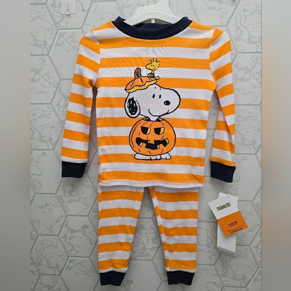 New Size 2T Peanuts Halloween Pajamas 2pc Set Girl Boy Toddler Dog 100% Cotton